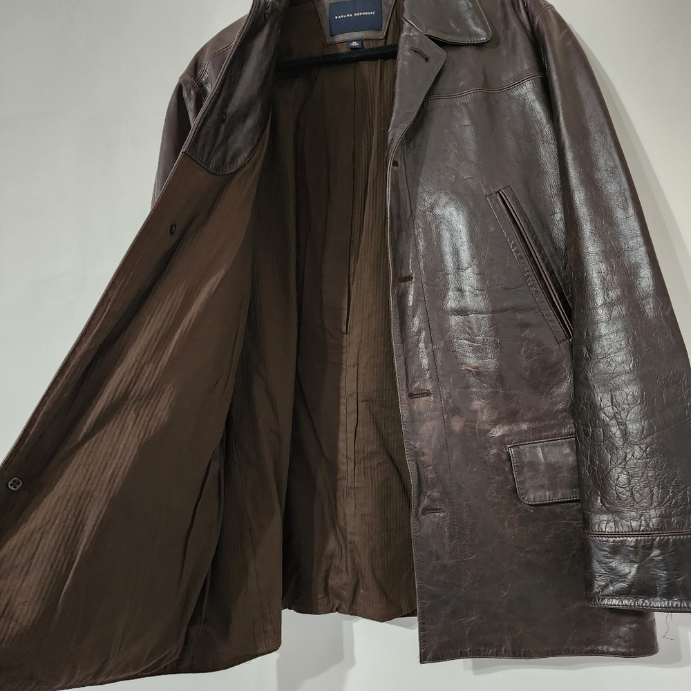 Banana Republic Vintage Men's Brown Leather Jacket XL - Picture 8 of 9